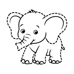 Fototapeta premium Cute elephant trace outline vector graphic for coloring pages and children's educational activities scalable eps silhouette White background