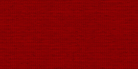 Red knitwear material backdrop. Knitting wear textile background. Seamless knit texture. Knitted clothes fabric surface pattern.