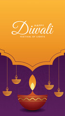 Happy Diwali traditional holiday. Lights beautiful holiday. Vector illustration