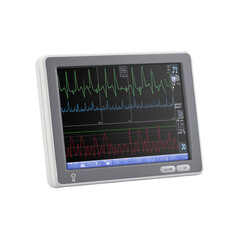 A detailed view of a medical monitor displaying intricate waveforms, indicating a patient's real-time vital signs.