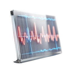 A close-up view of a medical monitor displaying a dynamic visualization of vital signs