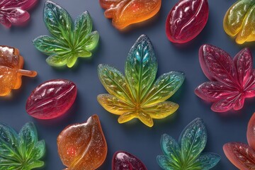 CBD Candy Delight: Colorful Leaf-Shaped Fruity Dessert with CBD Jelly