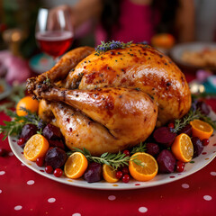 A cinematic close-up of a perfectly roasted turkey