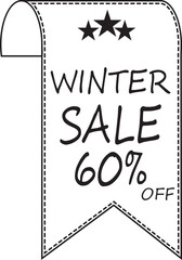 Winter Sale Banner line art Icon. Winter sale vector poster design with sale text. Vector illustration. Hanging tag for design of flyers with discount offers and special seasonal retail promotion.
