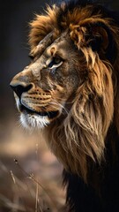 Fototapeta premium Majestic lion portrait in profile