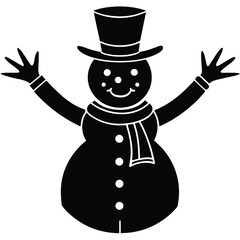 Snowman Silhouette Vector Minimal Winter and Christmas Icon for Holiday Design