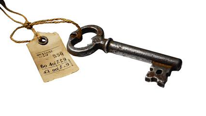 Antique Iron Key with Aged Paper Tag on White Background | Vintage Object Photography

Weathered Metal Key and Handwritten Tag Still Life | Historical Artifact Concept