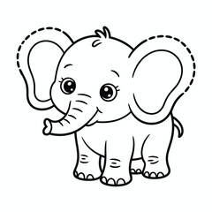 Fototapeta premium Cute cartoon elephant coloring page vector illustration for kids scalable eps graphic silhouette White background