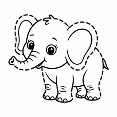 Obraz premium Cute cartoon elephant coloring page vector illustration for kids scalable eps drawing template silhouette White background