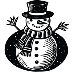 Snowman Silhouette Vector Minimal Winter and Christmas Icon for Holiday Design