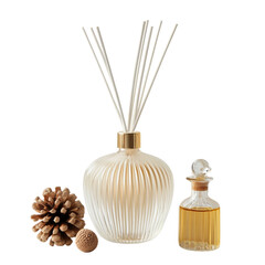  Chic Reed Diffuser Set with Aromatic Oil and Decorative Elements on transparent background.png