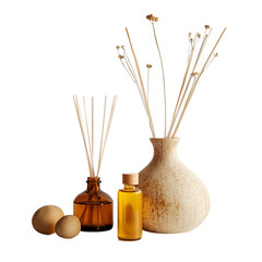  Chic Reed Diffuser Set with Aromatic Oil and Decorative Elements on transparent background.png