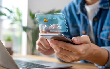 Cybersecurity and smartphone virus alert concept showing warning message on digital screen, representing mobile protection, malware, and online safety