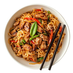 Chicken noodles Chinese dish isolated on transparent background.png