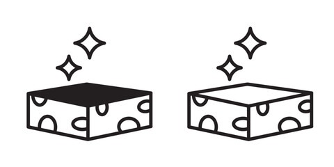 Naklejka premium Set of sponge icons in outline and solid style isolated on transparent background. Cleaning tools symbols. Linear design with editable stroke for housework or hygiene themes.