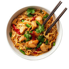 Chicken noodles Chinese dish isolated on transparent background.png