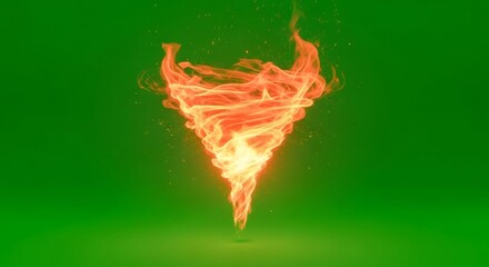 Fiery orange flame tornado with sparks. Fire vortex effect for chromakey. Energy and power concept. Magic element isolated.