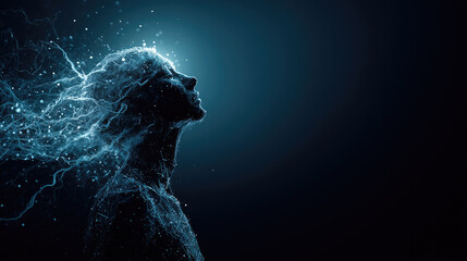 human silhouette with cosmic neural patterns