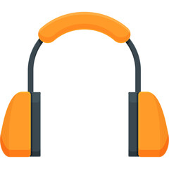Orange and Grey Over Ear Headphones with Thick Ear Cups and Padded Headband on a Transparent Background