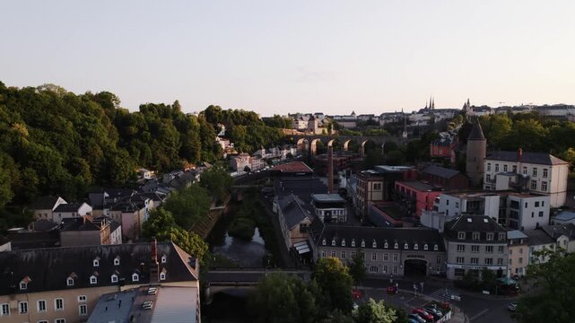 Luxembourg, Clausen and views of bridge, Drone