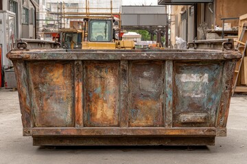 Commercial Dumpster. Iron Container for Construction Waste Reusing