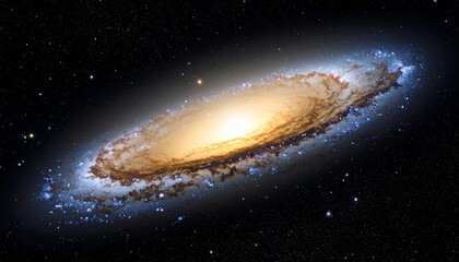 Fototapeta premium Stunning spiral galaxy luminous core and swirling cosmic dust clouds ablaze with vibrant nebulae against a vast starfield