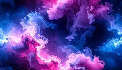 Fototapeta premium Vibrant cosmic nebula swirls with electric pink and deep blue energy creating a breathtaking, ethereal abstract art for dynamic design projects.