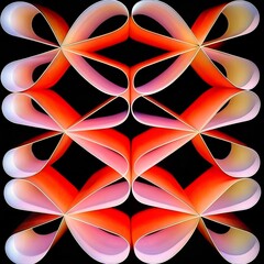 Abstract Orange and Pink Ribbon Flower Background