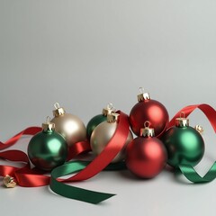 red silver christmas balls & ribbons 