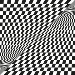 Obraz premium Optical illusion texture. Abstract distorted pattern. Dynamic ripple background. Vector motion illustration.