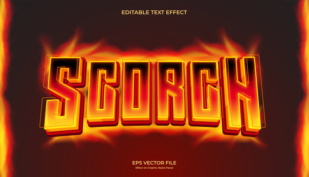 decorative scorch fire editable text effect design