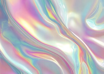 Captivating iridescent fluid surface with swirling pastel colors creating a mesmerizing, ethereal, and modern abstract background for design.