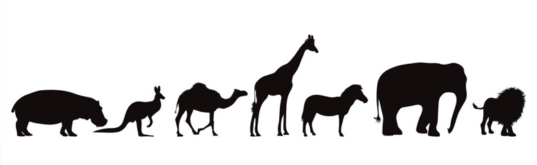 Safari Wild Animal Silhouette Vector Collection
