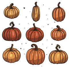 Autumn Pumpkin Clipart Illustration Set