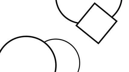 Fototapeta premium Abstract shapes featuring circles and a square connected by lines in a minimalist composition design