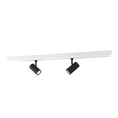 Modern track lighting fixture with two adjustable spotlights for contemporary interiors, enhancing spaces with focused illumination and sleek design, stylish lighting solution