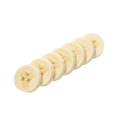 Fresh banana slices arranged, perfect for healthy smoothies or tropical fruit salads, vibrant and delicious, a convenient snack for on-the-go nutrition, eat well