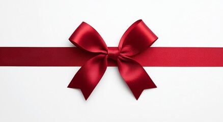 Elegant red ribbon bow on white background