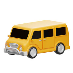 Yellow Mini Van Vehicle Isolated on Transparent Background with Chrome Accents and Black Tinted Windows
