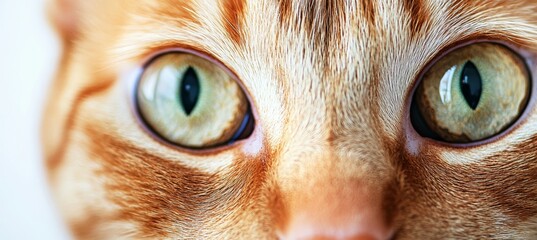 Charming Ginger Cat Portrait with Striking Green Eyes, Captured in a Cozy Studio Setting, Close-Up.