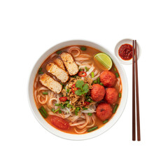Authentic Vietnamese noodle soup with vibrant flavors, perfect for food blogs and restaurant menus, offering a tempting taste of Southeast Asian cuisine