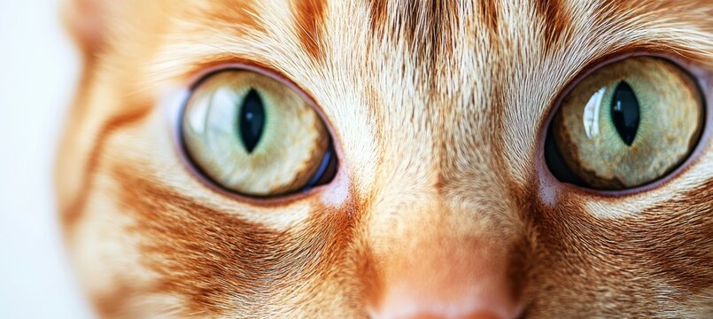Charming Ginger Cat Portrait with Striking Green Eyes, Captured in a Cozy Studio Setting, Close-Up. - Powered by Adobe