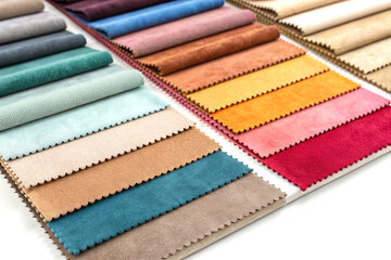 Colorful suede fabric samples displayed with soft brushed nap texture