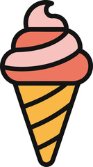Rounded ice cream cone silhouette with bold outlines, isolated chalk-style vector art