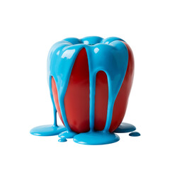 Red pepper dripped in vibrant blue paint, a visually striking still life perfect for creative projects or adding a pop of color to your designs and presentations