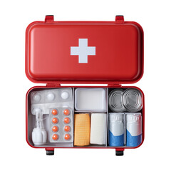 A meticulously organized first aid kit, packed with essential medical supplies and equipment