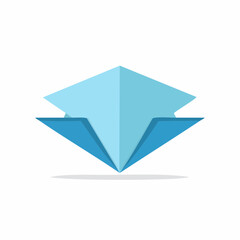 Abstract blue geometric folded paper shape with upward arrow concept vector illustration