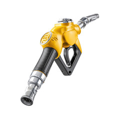 A detailed shot of a vibrant yellow fuel nozzle, highlighting the functionality of the device for precise fueling.