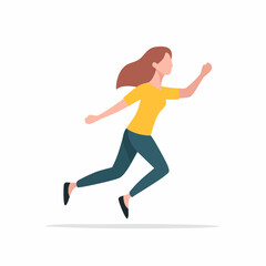 Fototapeta premium Woman running fast forward with determined expression and raised arm
