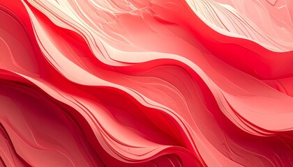 Obraz premium Abstract red gradient texture with layered waveforms and topographic flow, ideal for elegant design and atmospheric digital art